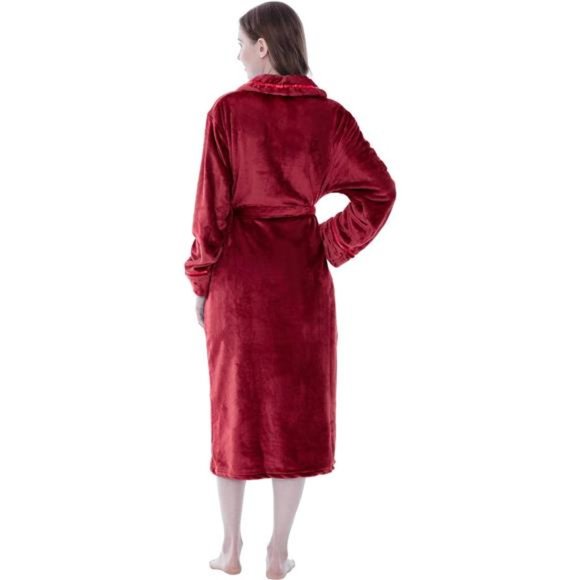 Fleece Robe For Women, Plush Warm‎ Bathrobe Womens, Fluffy Soft Spa Long Robe - Picture 3 of 7